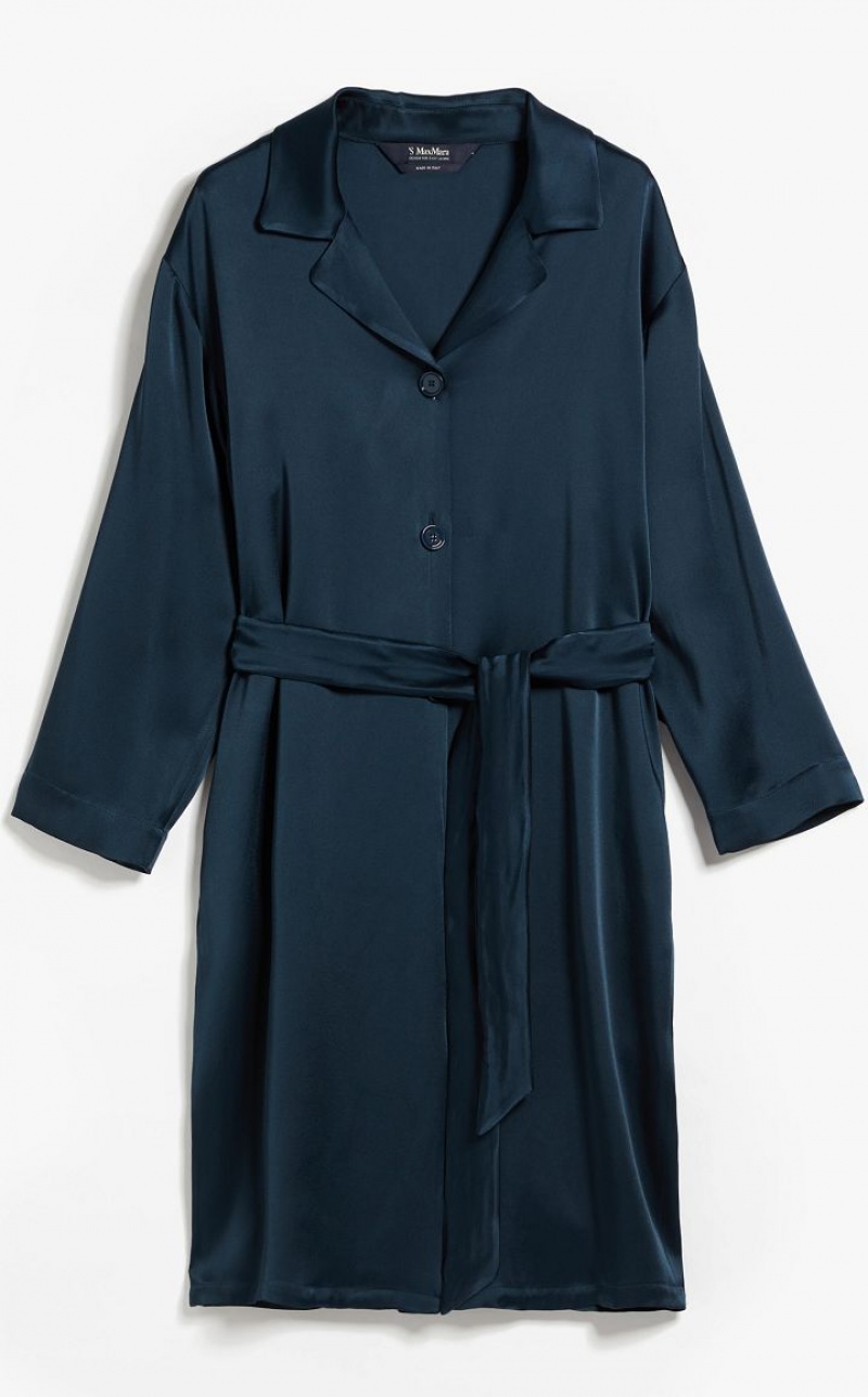 Max Mara Viscose-blend Satin Bluse Navy | MMR593567