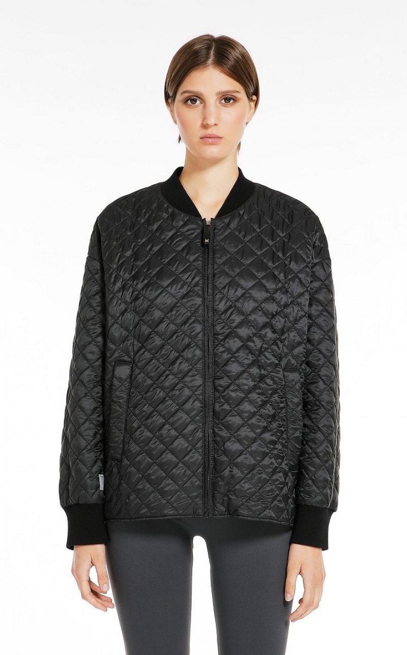 Max Mara Wasser-repellent Canvas Bomber Jacket Padded Schwarz | MMR594004