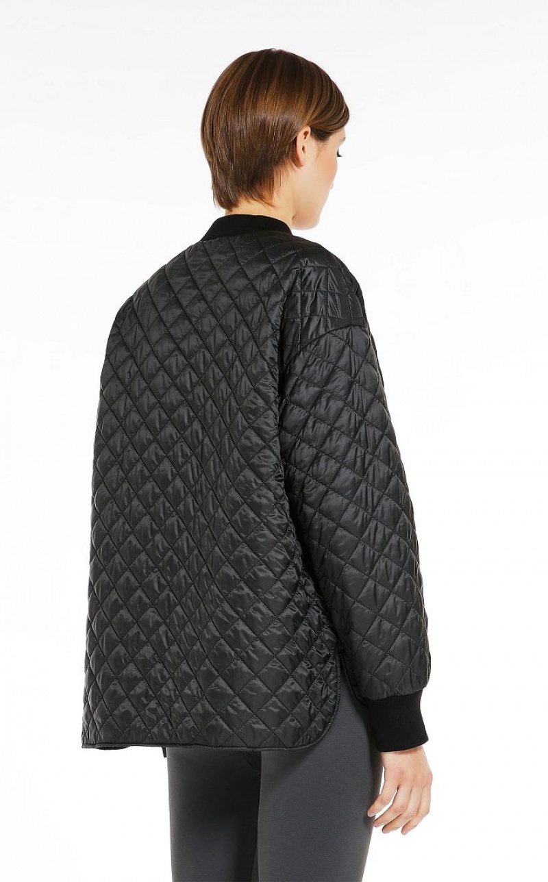 Max Mara Wasser-repellent Canvas Bomber Jacket Padded Schwarz | MMR594004