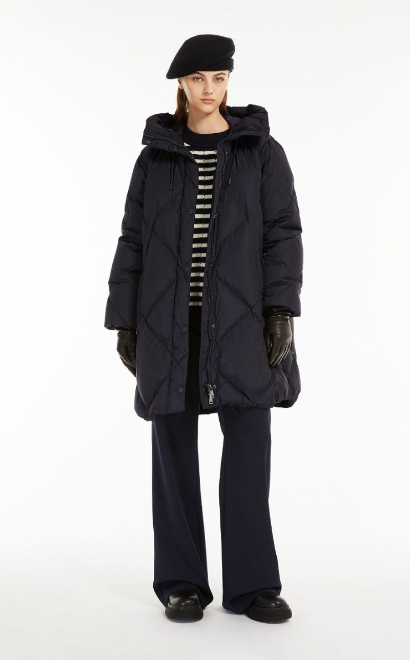 Max Mara Wasser-repellent Taffeta Down Jacket Padded Navy | MMR593994