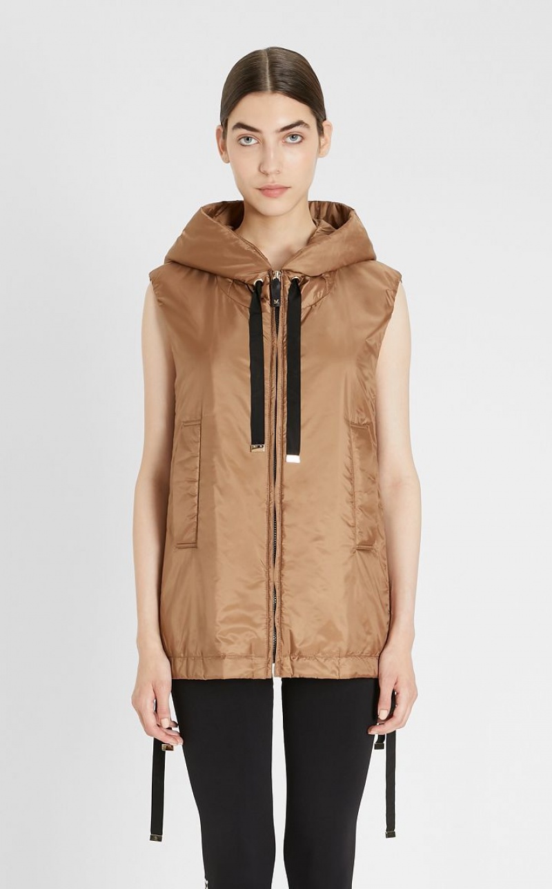 Max Mara Wasser-resistant Technical Canvas Gilet Padded Kaffee | MMR594002