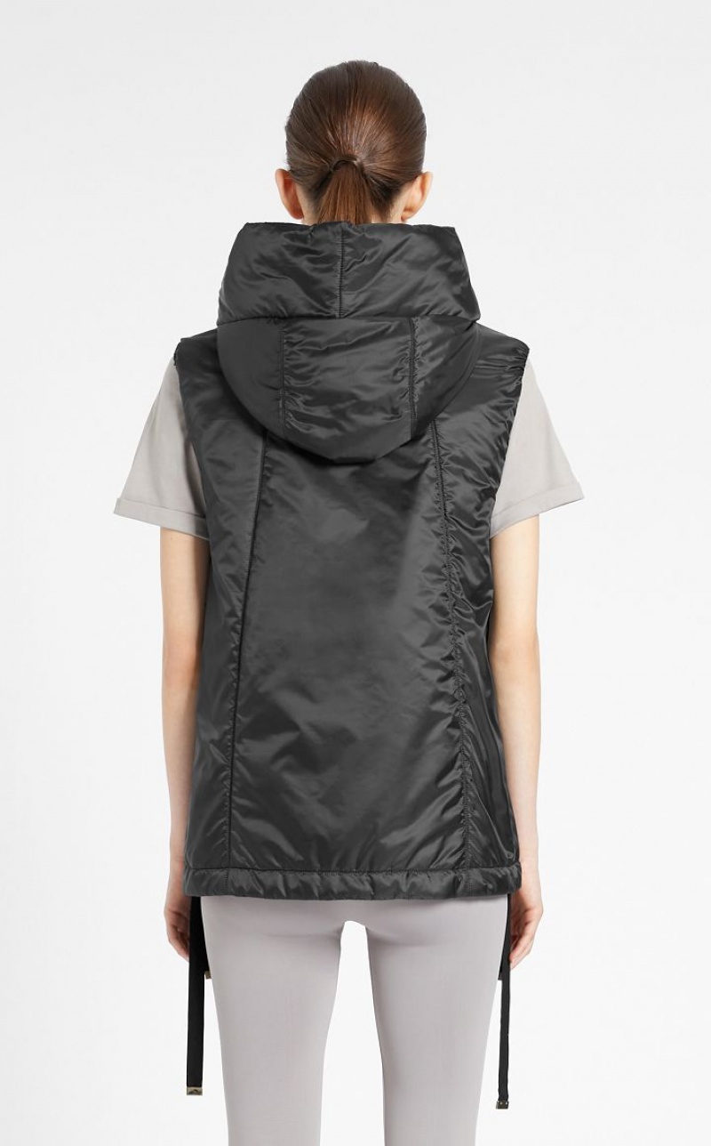 Max Mara Wasser-resistant Technical Canvas Gilet Padded Schwarz | MMR594003