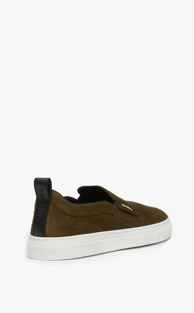 Max Mara Wildleder Slip-ons Sneakers Dunkelgrün | MMR594207