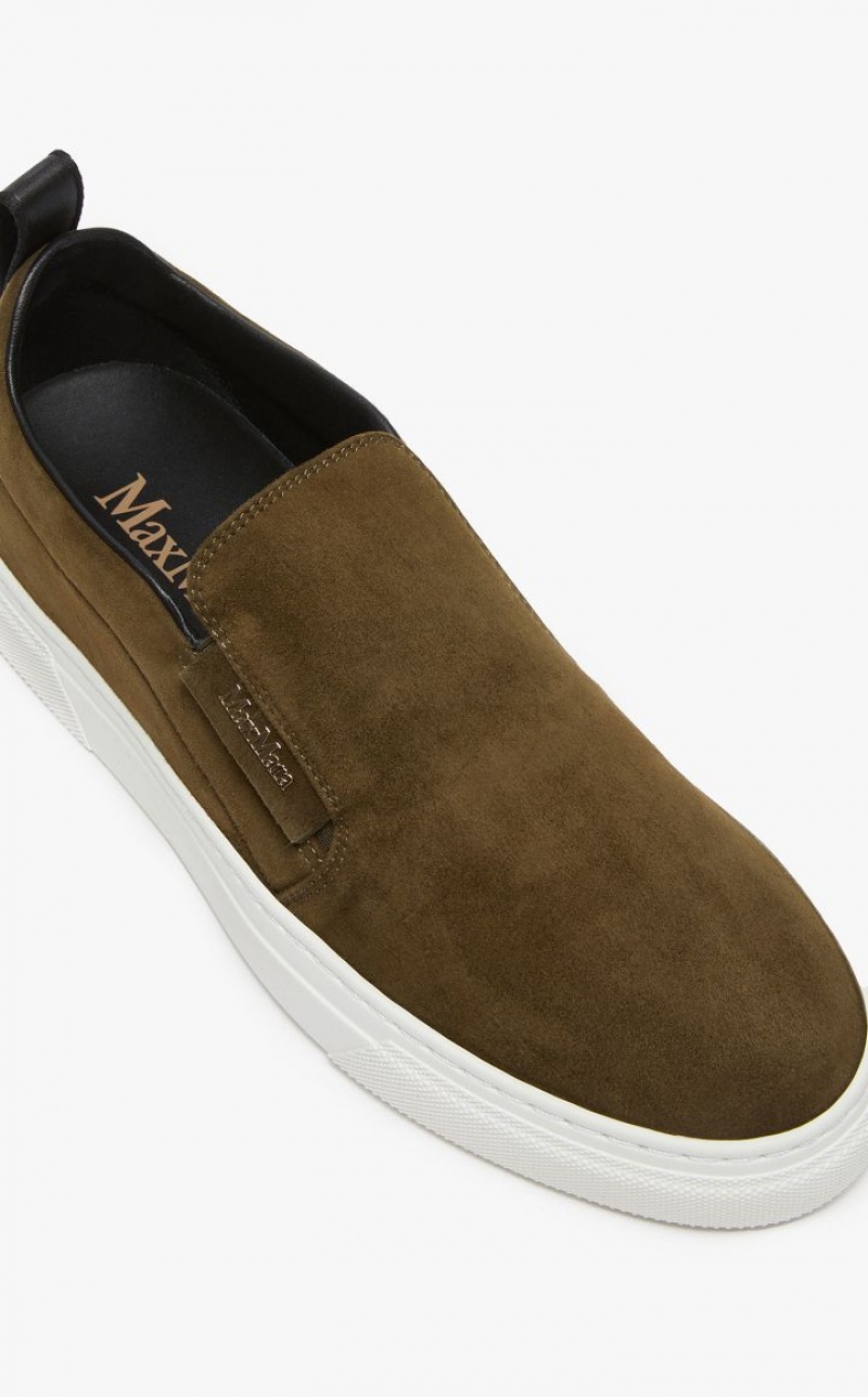 Max Mara Wildleder Slip-ons Sneakers Dunkelgrün | MMR594207