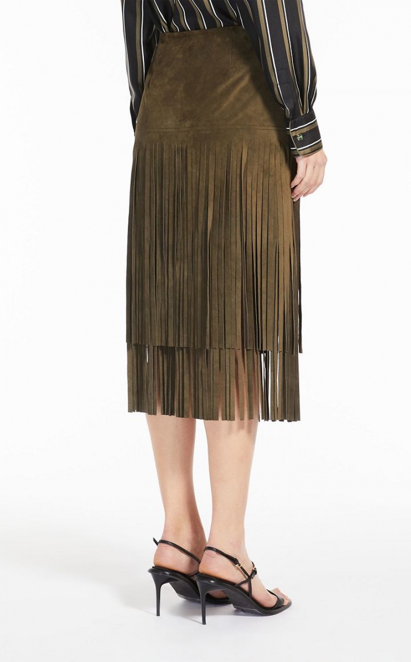 Max Mara Wildleder With Fringe Röcke Olivgrün Grün | MMR593679