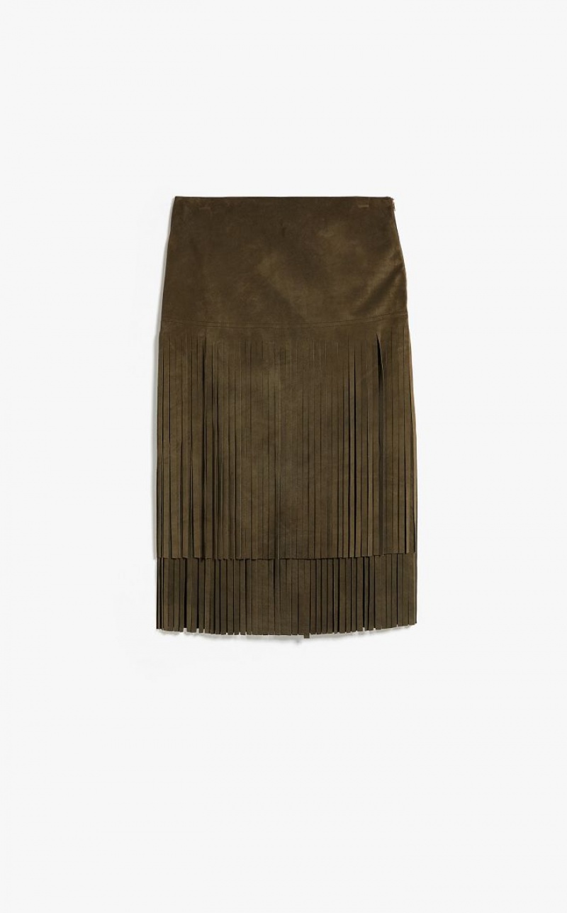 Max Mara Wildleder With Fringe Röcke Olivgrün Grün | MMR593679