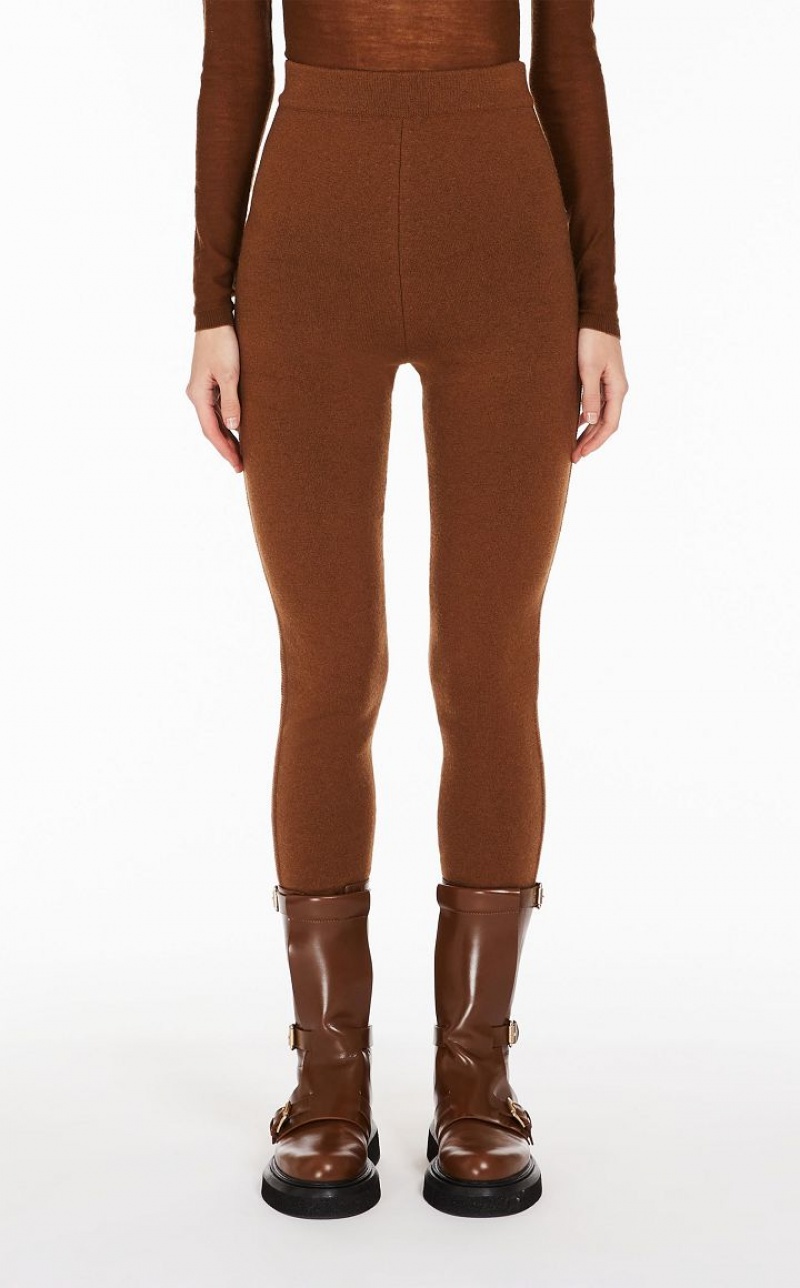 Max Mara Wolle And Cashmere Leggings Hosen Braun | MMR593740