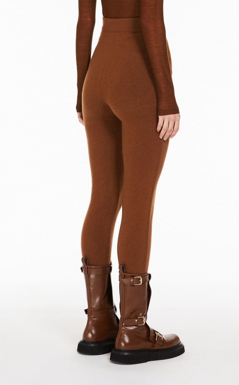 Max Mara Wolle And Cashmere Leggings Hosen Braun | MMR593740