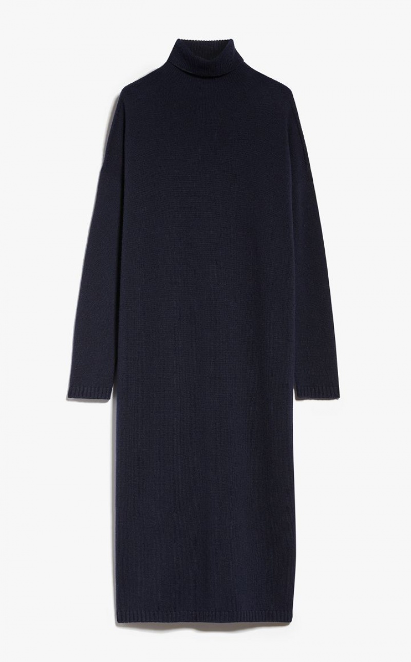 Max Mara Wolle And Cashmere Polo-neck Kleid Navy | MMR593301