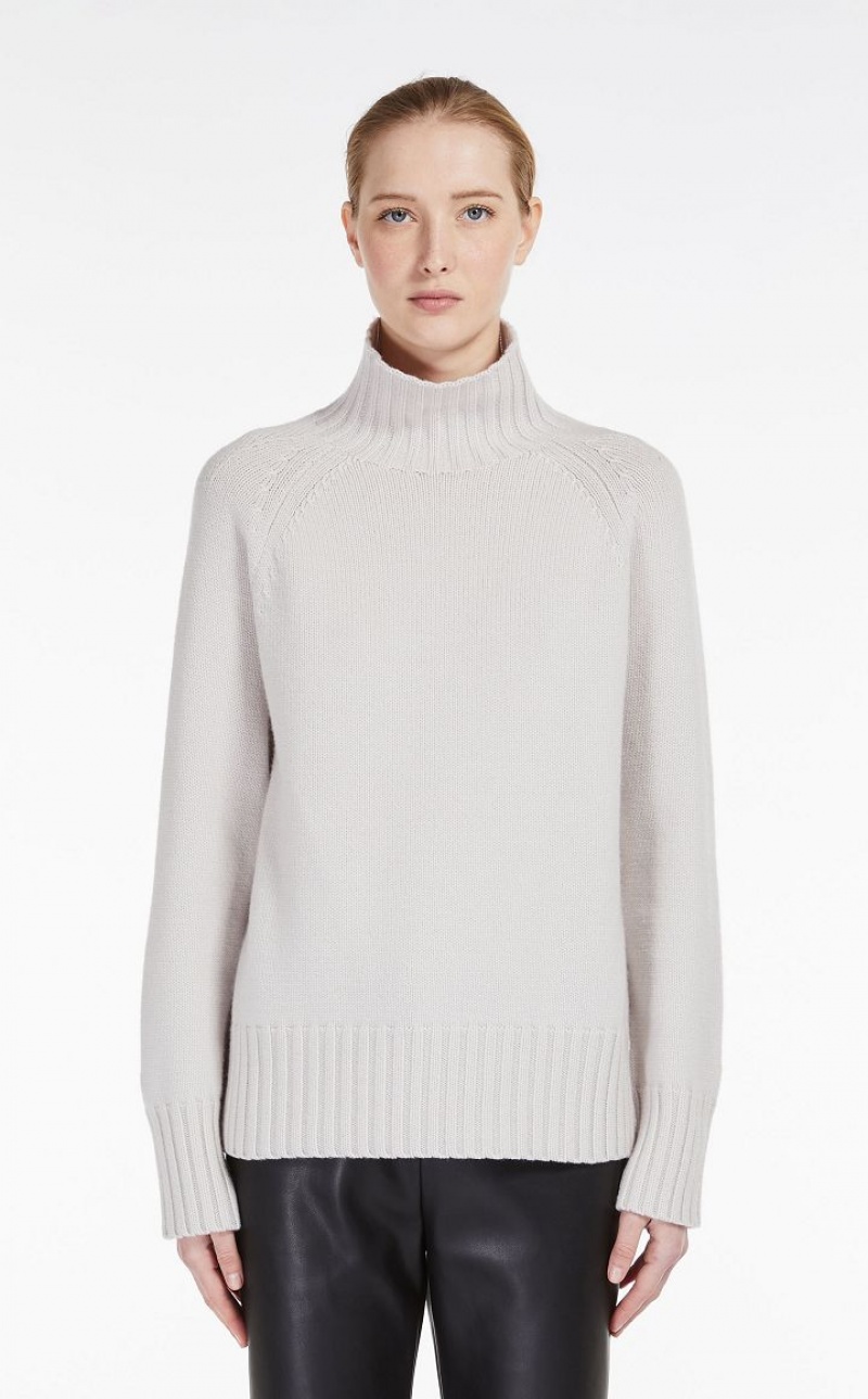 Max Mara Wolle And Cashmere Polo-neck Strickwaren Weiß | MMR593443