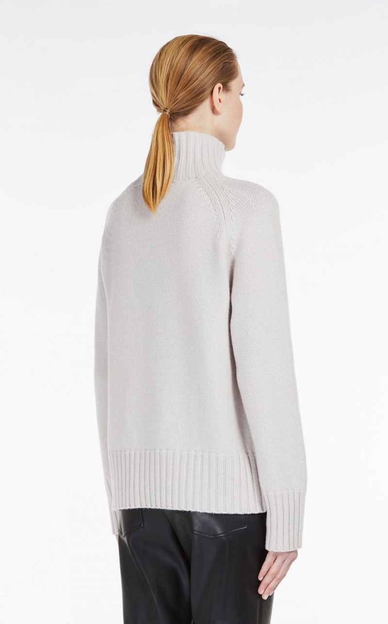 Max Mara Wolle And Cashmere Polo-neck Strickwaren Weiß | MMR593443