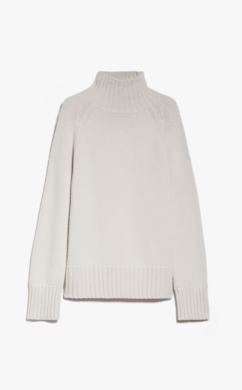 Max Mara Wolle And Cashmere Polo-neck Strickwaren Weiß | MMR593443