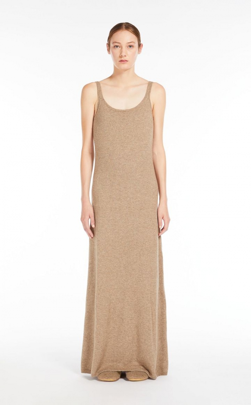 Max Mara Wolle And Cashmere Slip Kleid Braun | MMR593303