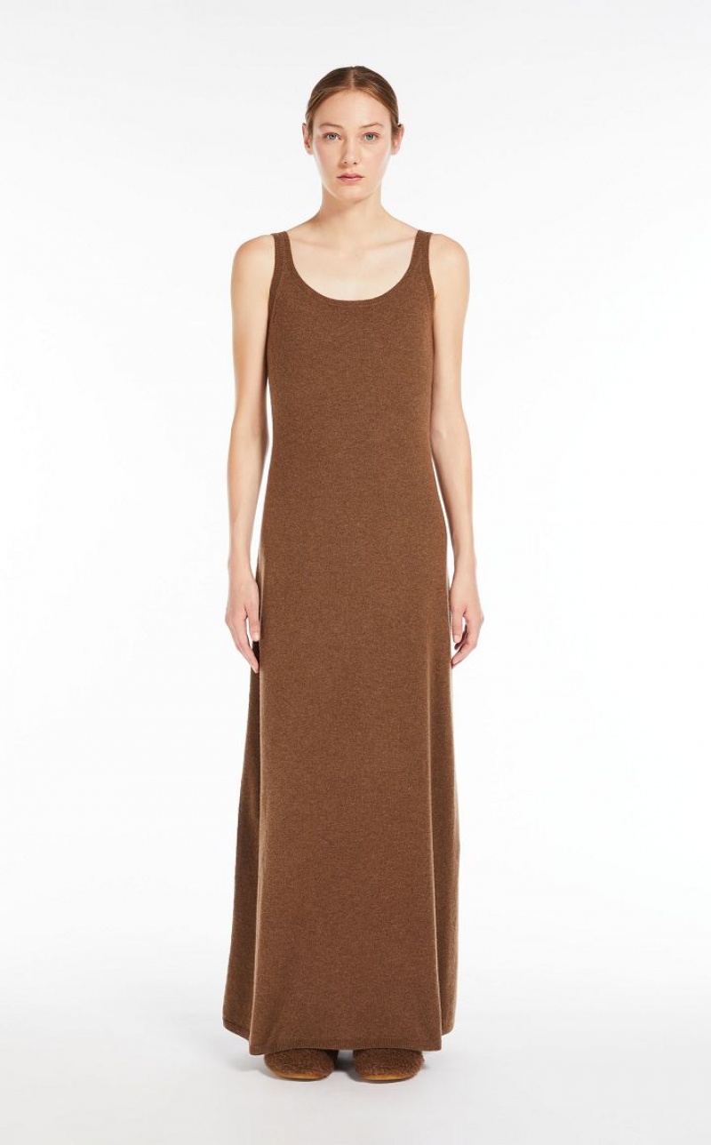 Max Mara Wolle And Cashmere Slip Kleid Hellbraun | MMR593312