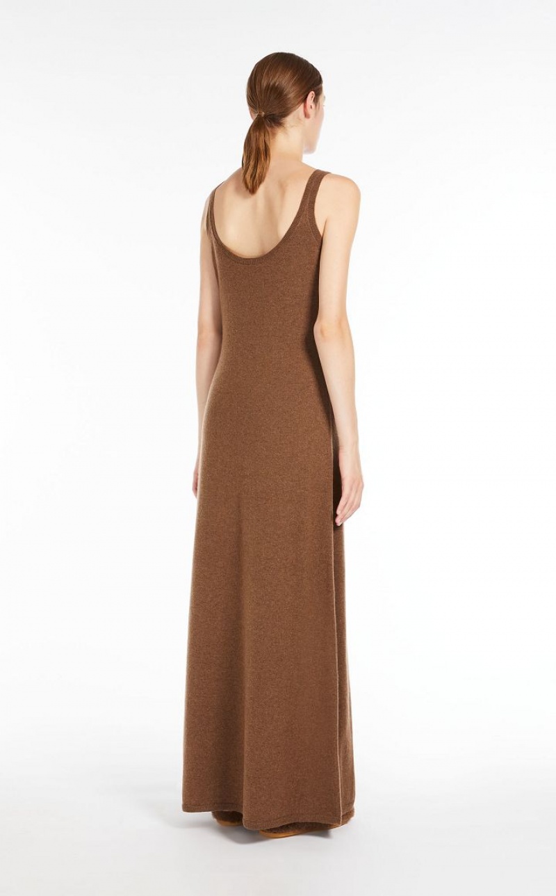 Max Mara Wolle And Cashmere Slip Kleid Hellbraun | MMR593312