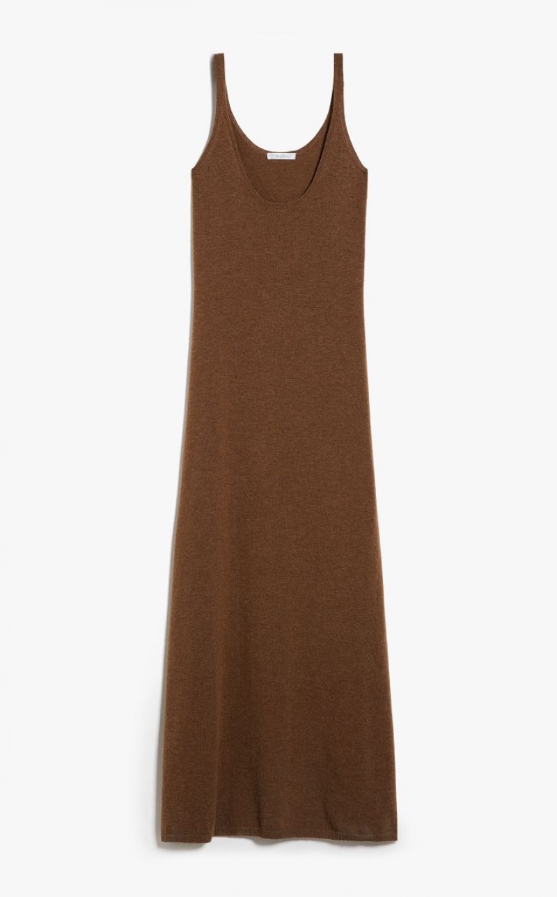 Max Mara Wolle And Cashmere Slip Kleid Hellbraun | MMR593312