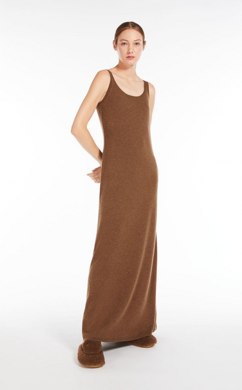 Max Mara Wolle And Cashmere Slip Kleid Hellbraun | MMR593312