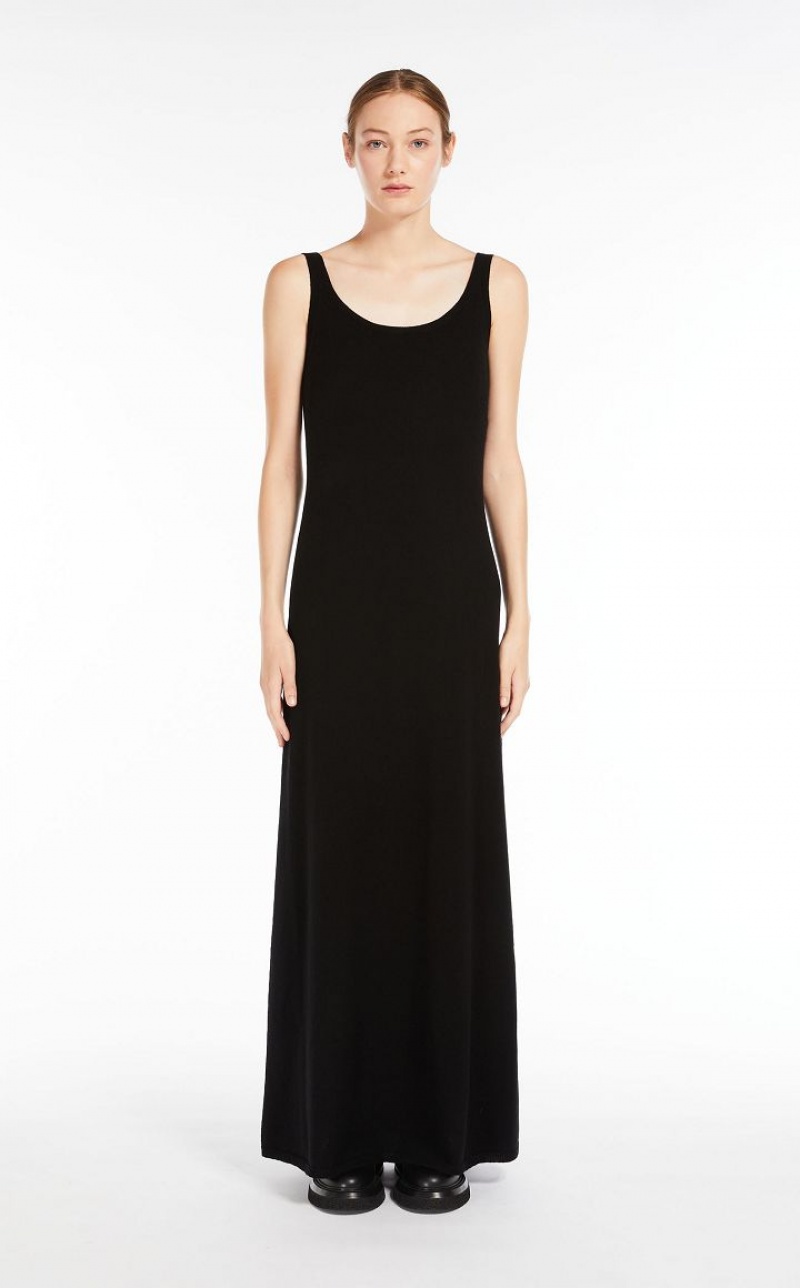 Max Mara Wolle And Cashmere Slip Kleid Schwarz | MMR593297