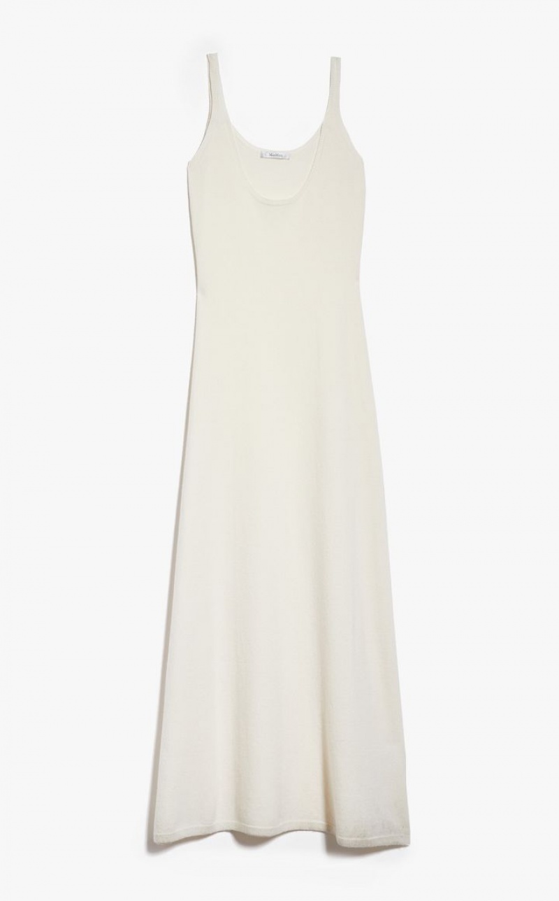 Max Mara Wolle And Cashmere Slip Kleid Weiß | MMR593305