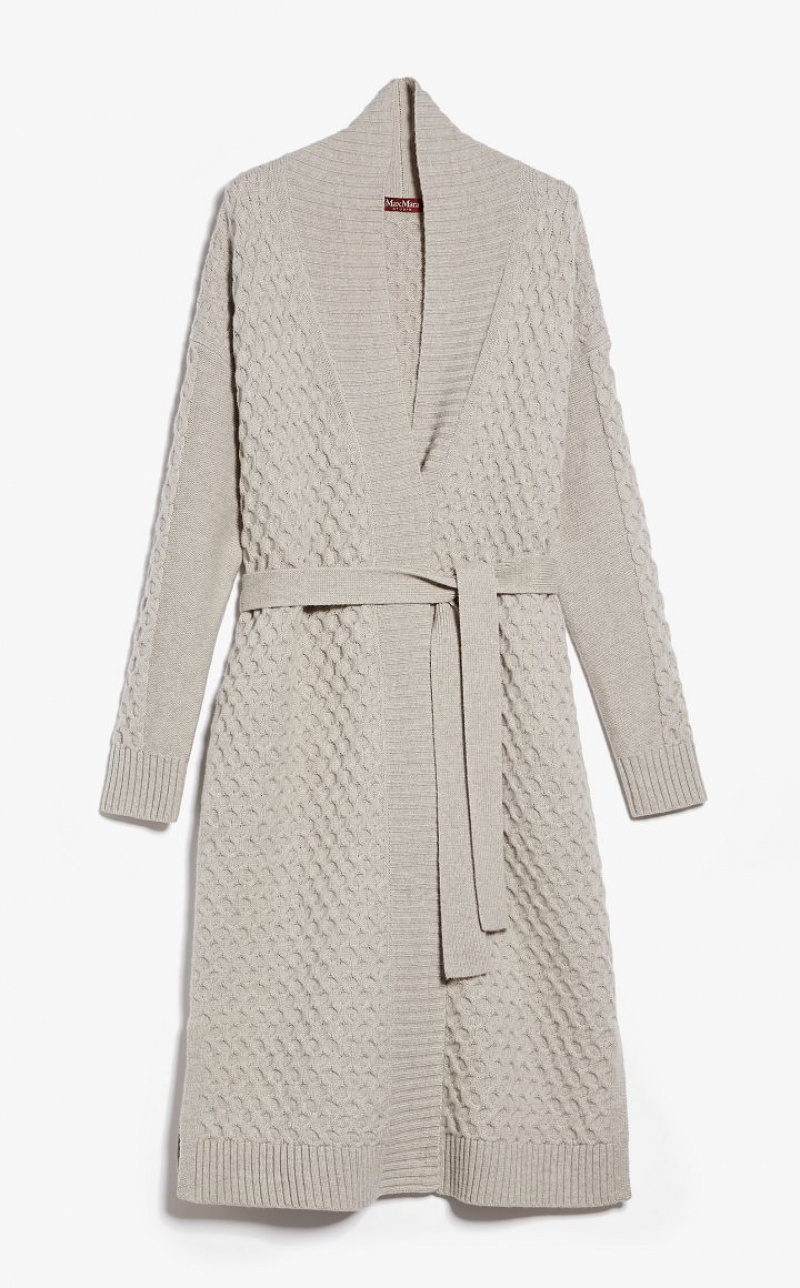 Max Mara Wolle And Cashmere Yarn Maxi Cardigan Mäntel Beige | MMR593849