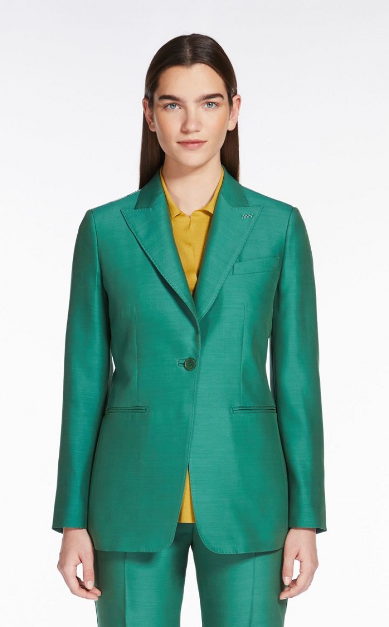 Max Mara Wolle And Silk Double-fabric Blazer Grün | MMR594029