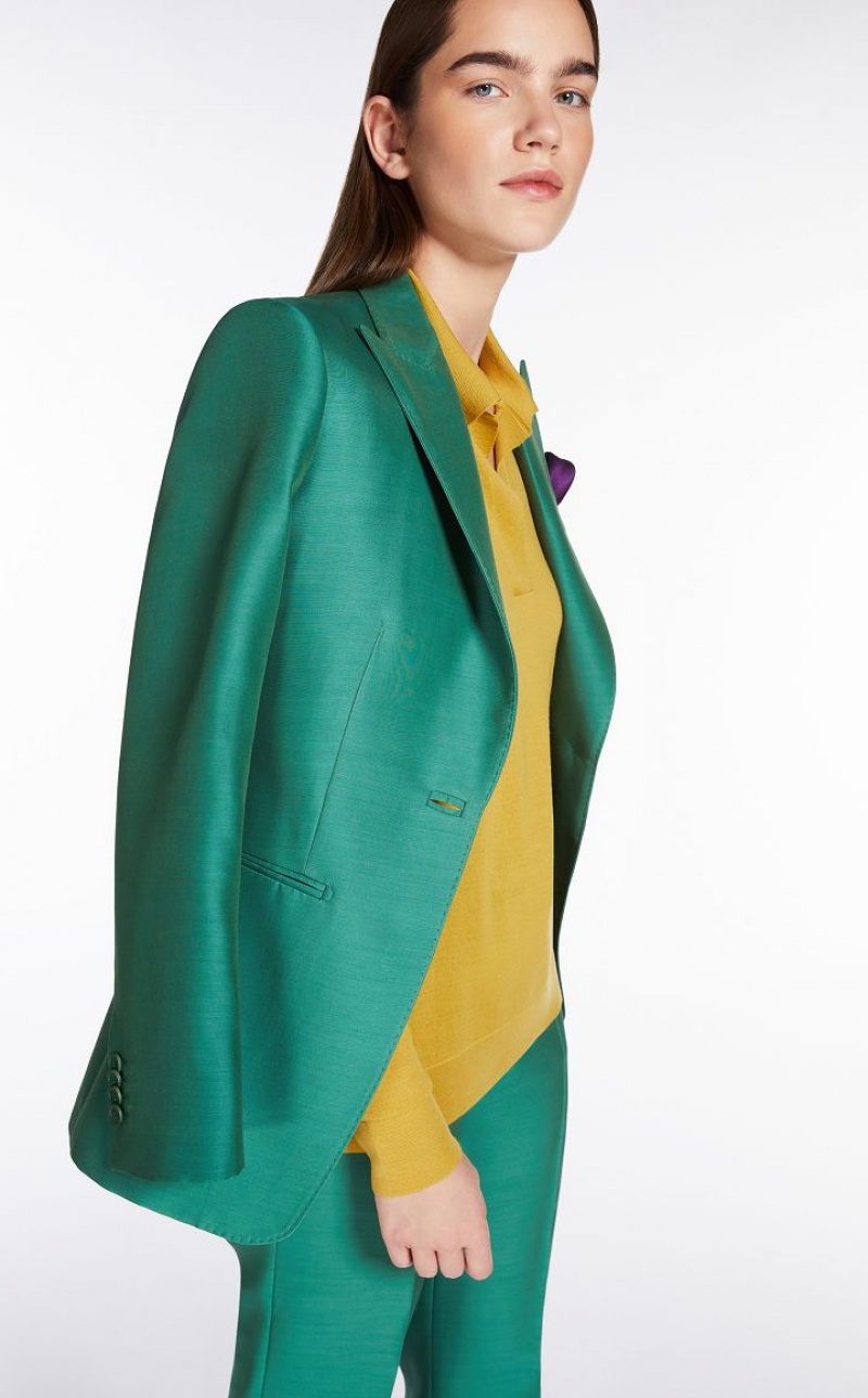 Max Mara Wolle And Silk Double-fabric Blazer Grün | MMR594029