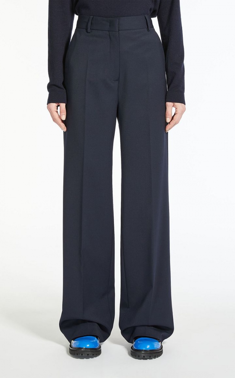 Max Mara Wolle And Technical Fabric Hosen Navy | MMR593811