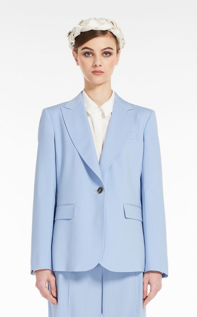 Max Mara Wolle Blazer Hellblau | MMR594066