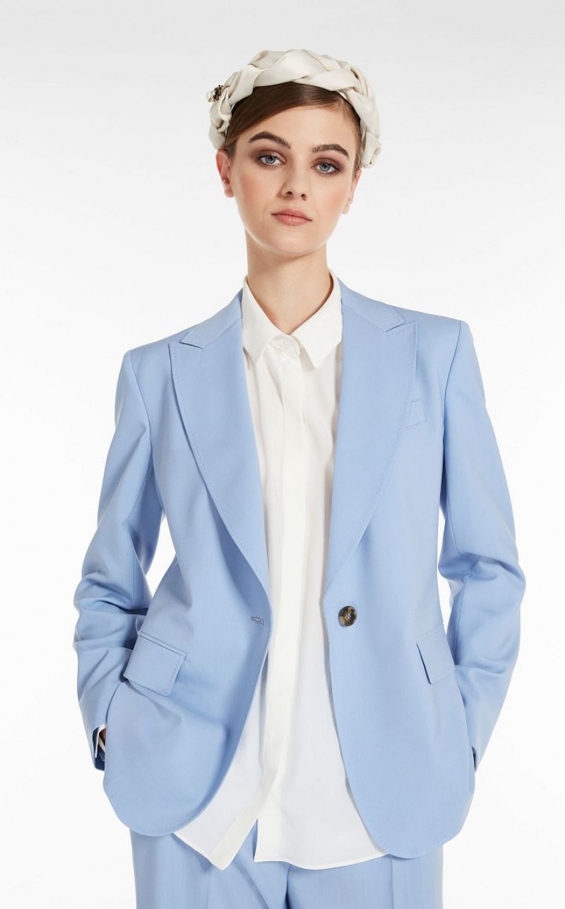 Max Mara Wolle Blazer Hellblau | MMR594066