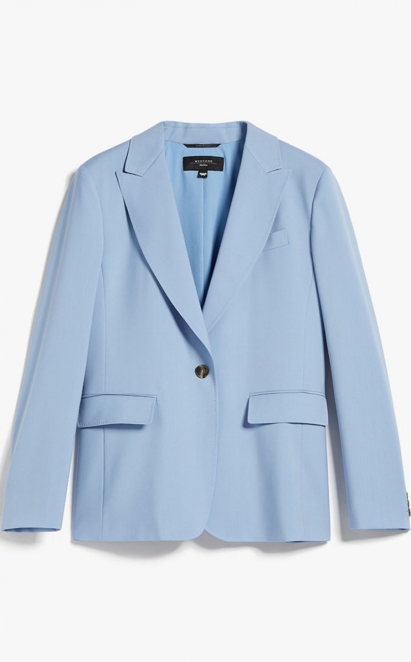 Max Mara Wolle Blazer Hellblau | MMR594066