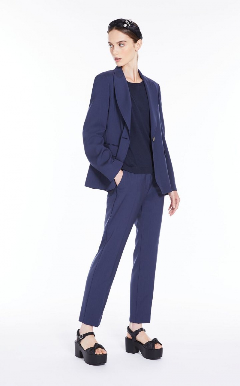 Max Mara Wolle Cigarette-cut Anzüge Navy | MMR593539