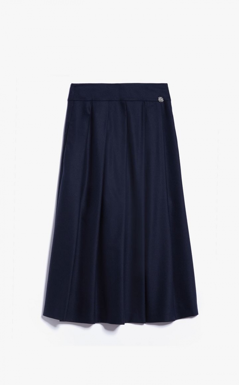 Max Mara Wolle Falten Röcke Navy | MMR593712