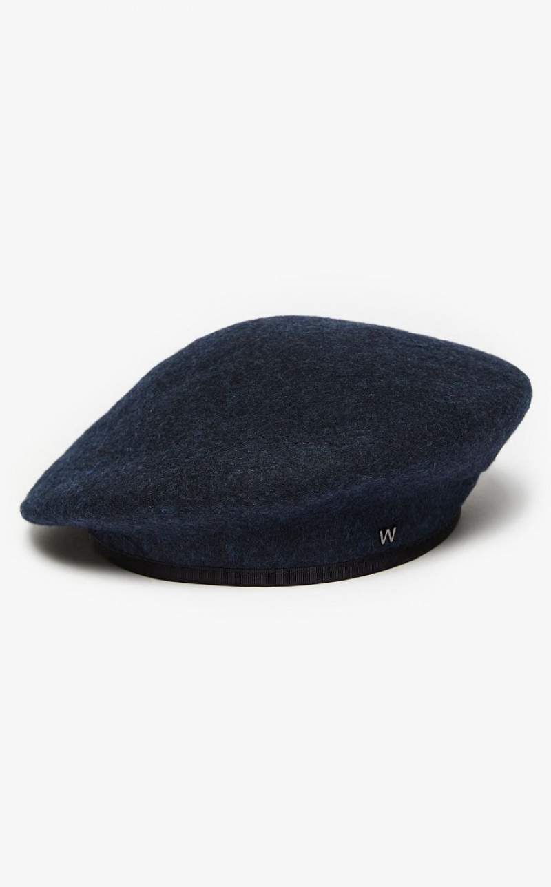 Max Mara Wolle Felt Beret Hüte Navy | MMR594321