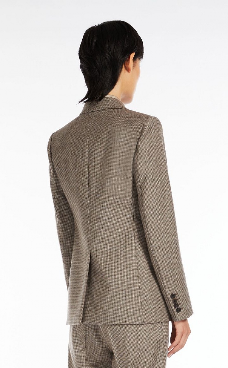 Max Mara Wolle Flannel Blazer Beige | MMR594059