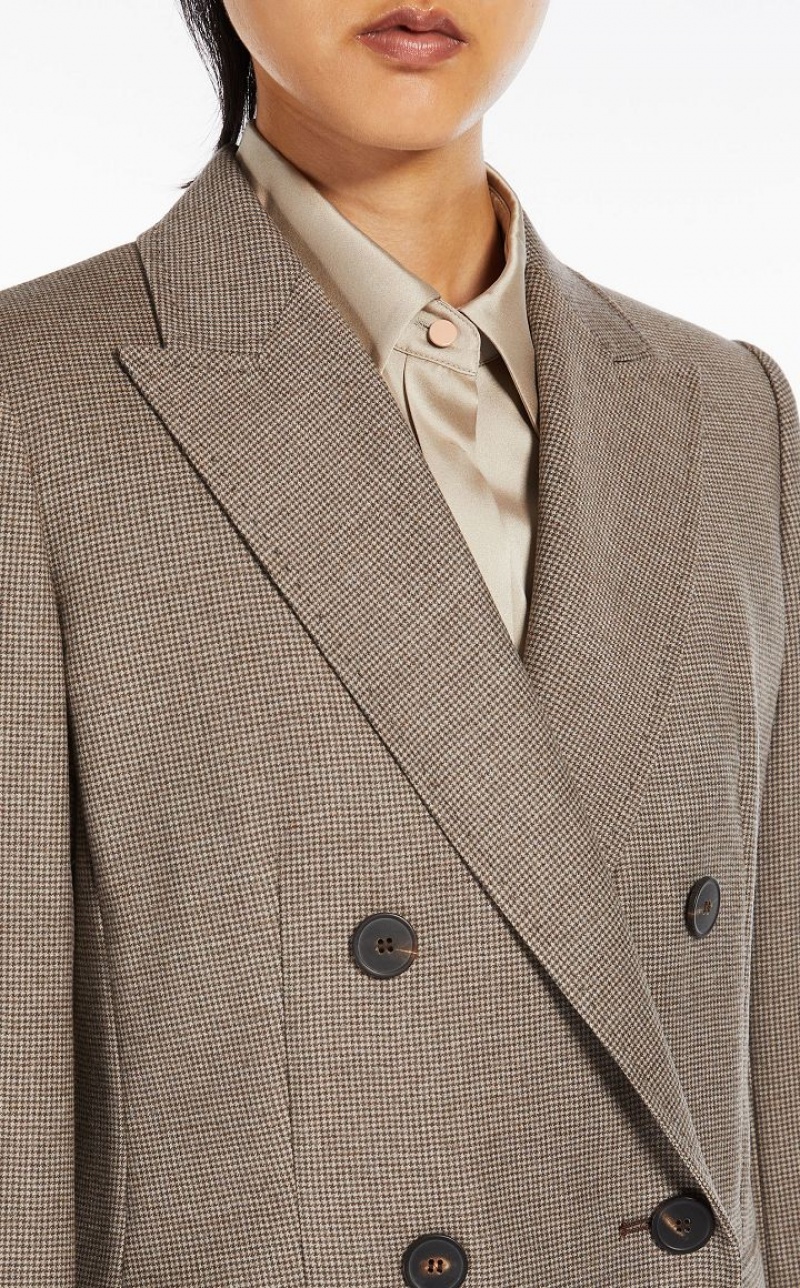 Max Mara Wolle Flannel Blazer Beige | MMR594059