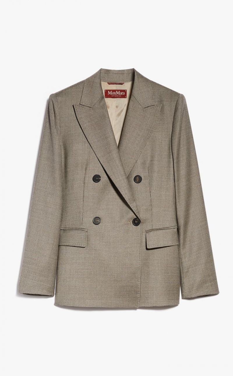 Max Mara Wolle Flannel Blazer Beige | MMR594059