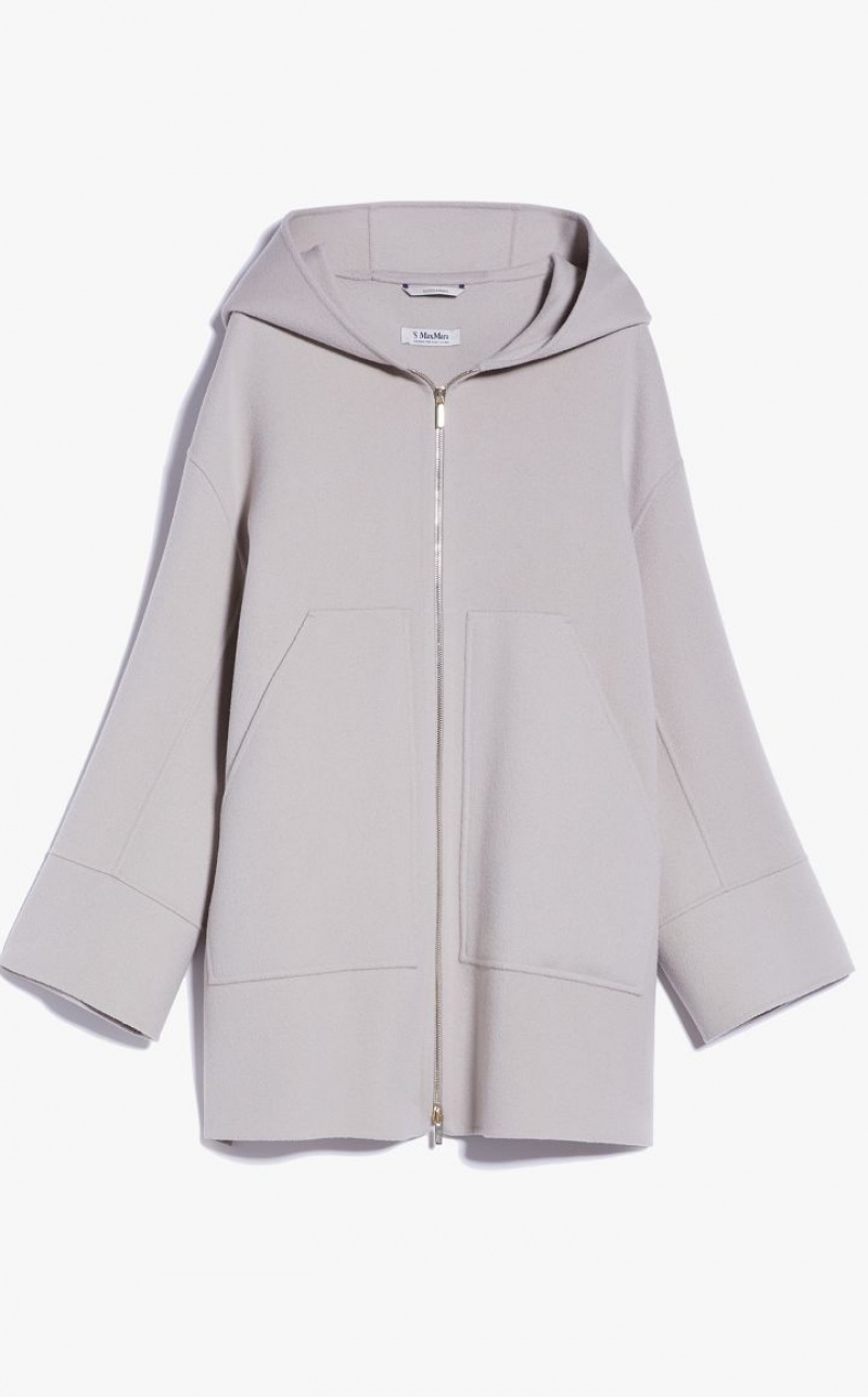 Max Mara Wolle Hoodie Mäntel Hellgrau | MMR593878