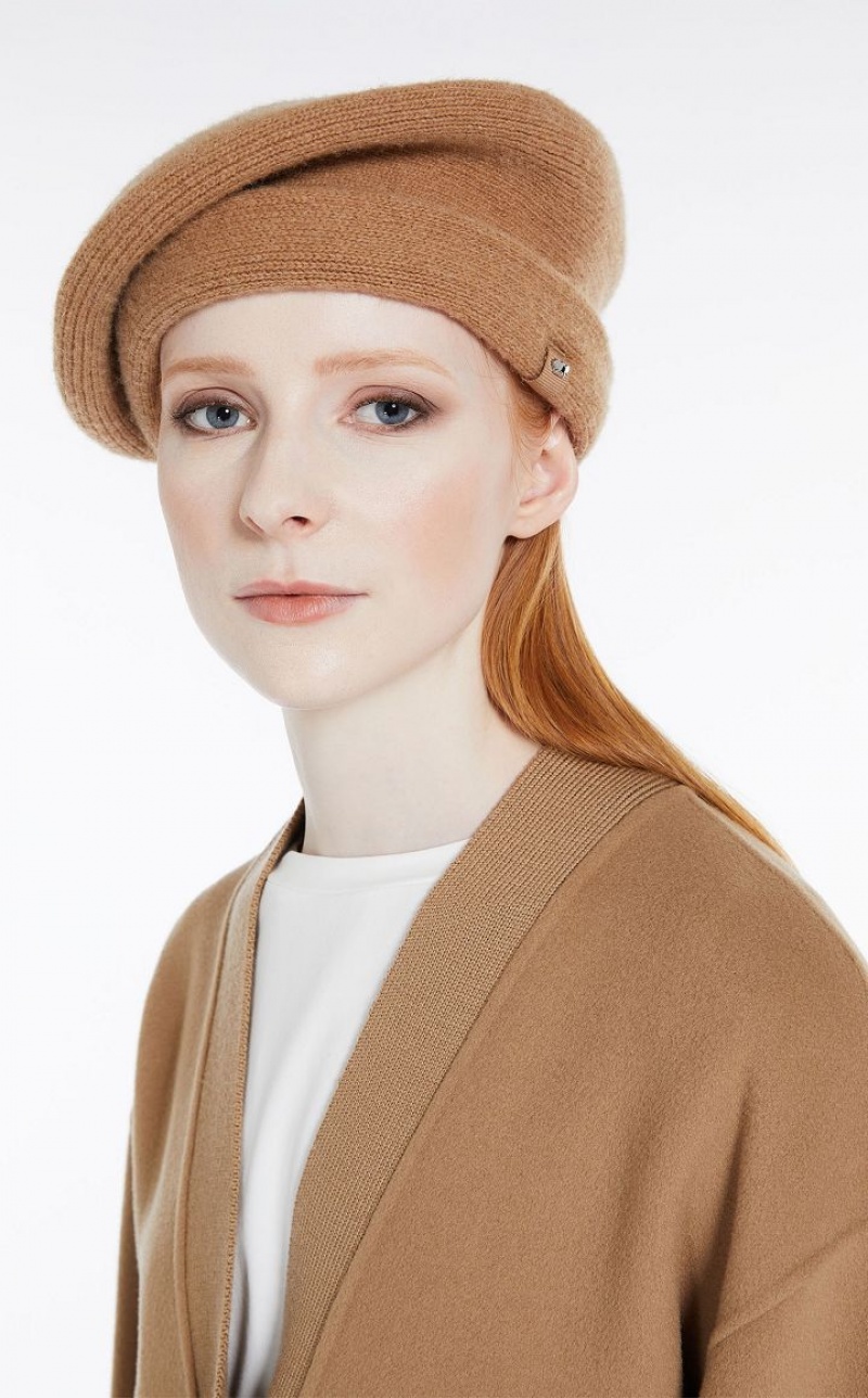 Max Mara Wolle Knit Beret Hüte Braun | MMR594320