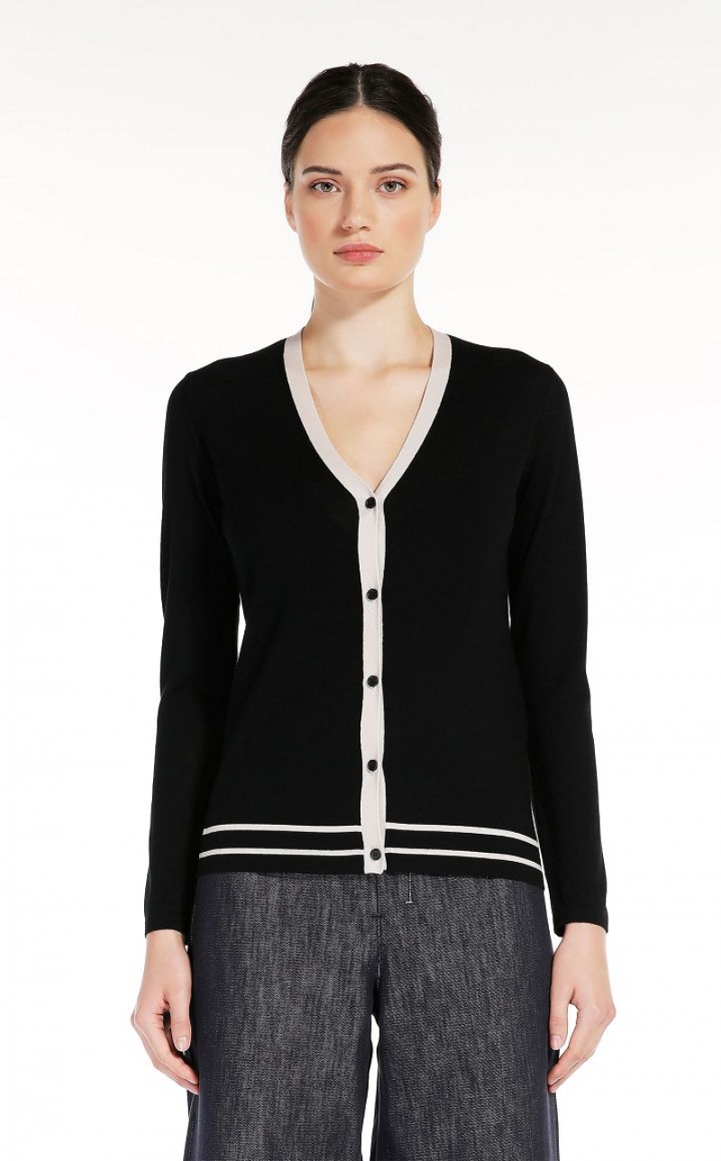 Max Mara Wolle Yarn Cardigan Strickwaren Schwarz | MMR593446