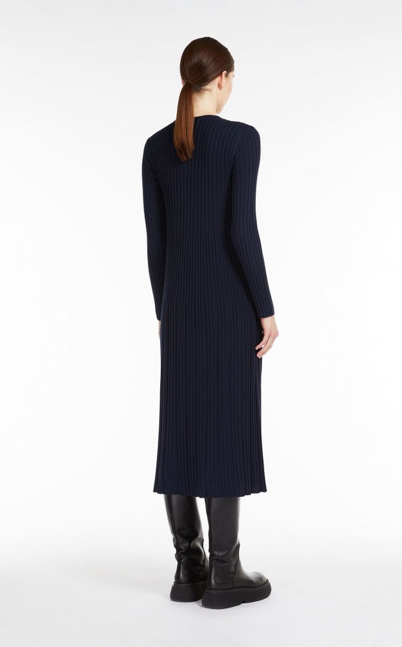 Max Mara Wolle Yarn Kleid Navy | MMR593315