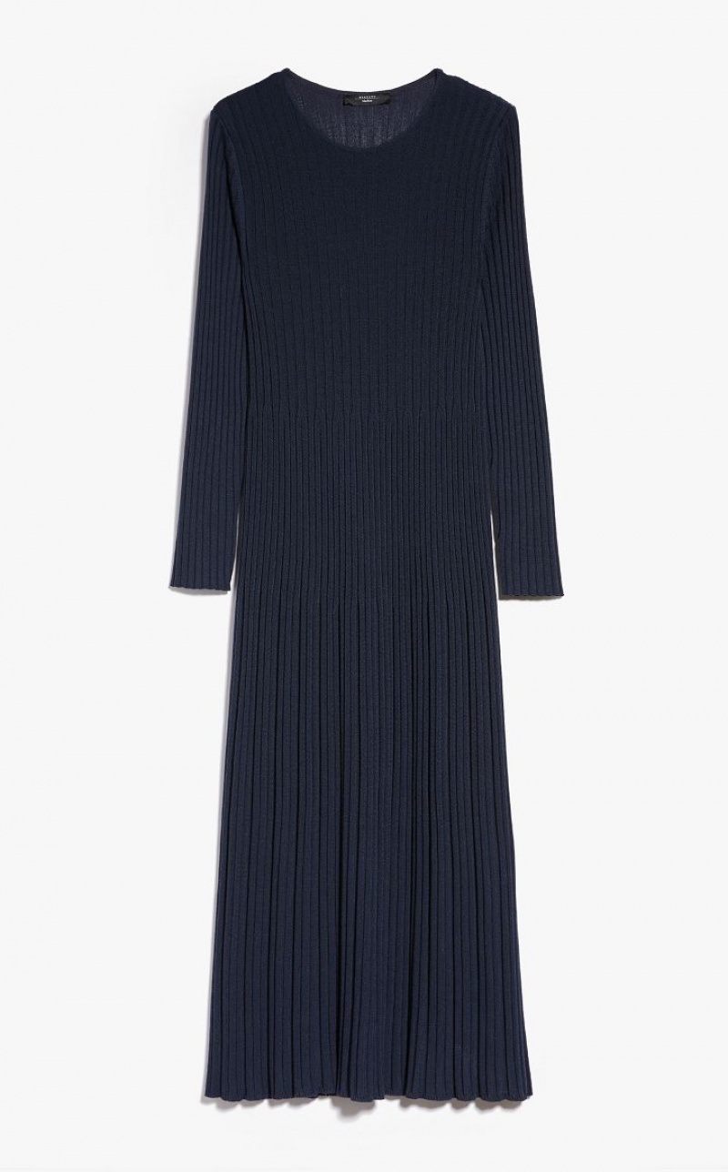 Max Mara Wolle Yarn Kleid Navy | MMR593315