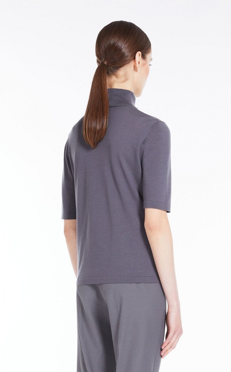 Max Mara Wolle Yarn Mock Polo-neck Strickwaren Grau | MMR593440