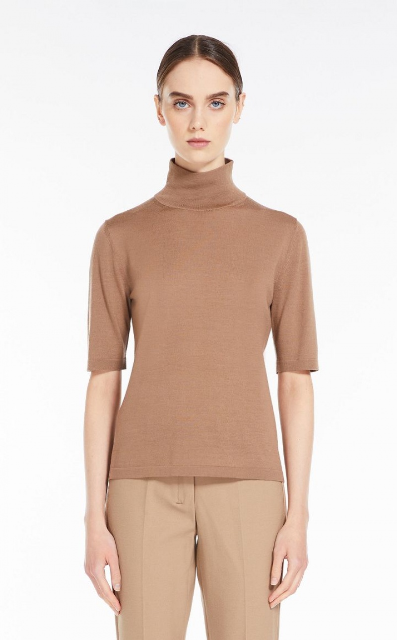 Max Mara Wolle Yarn Mock Polo-neck Strickwaren Hautfarbe | MMR593441