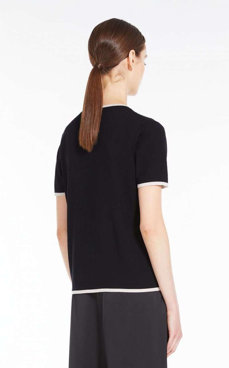 Max Mara Wolle Yarn T-shirt Strickwaren Schwarz | MMR593455