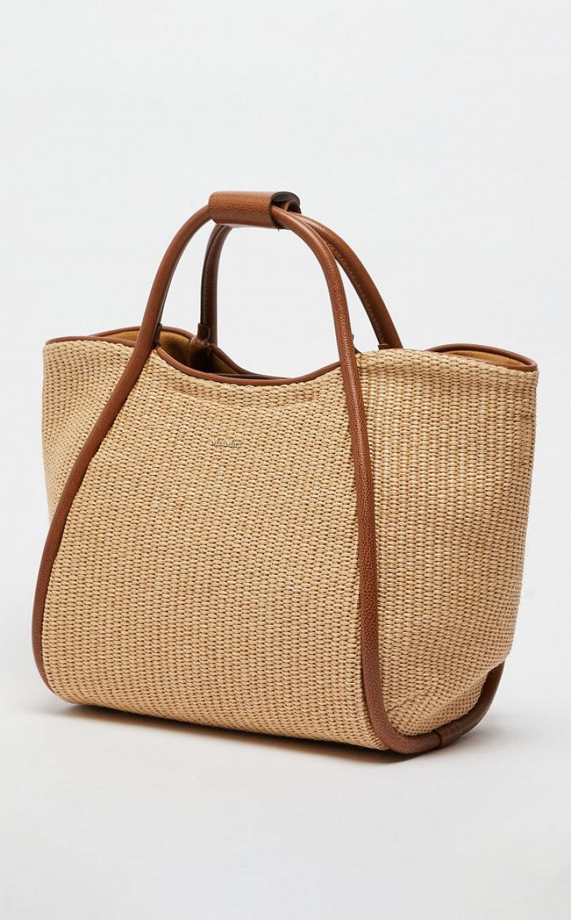 Max Mara Woven straw Marine Bag Beige | MMR594136