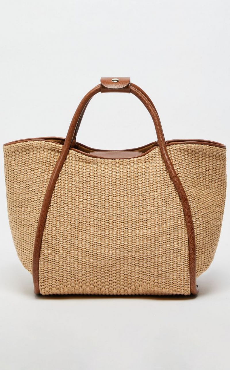 Max Mara Woven straw Marine Bag Beige | MMR594136