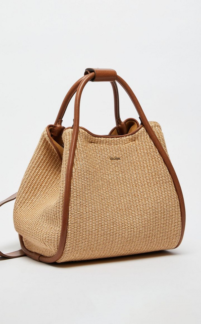 Max Mara Woven straw Marine Bag Beige | MMR594136