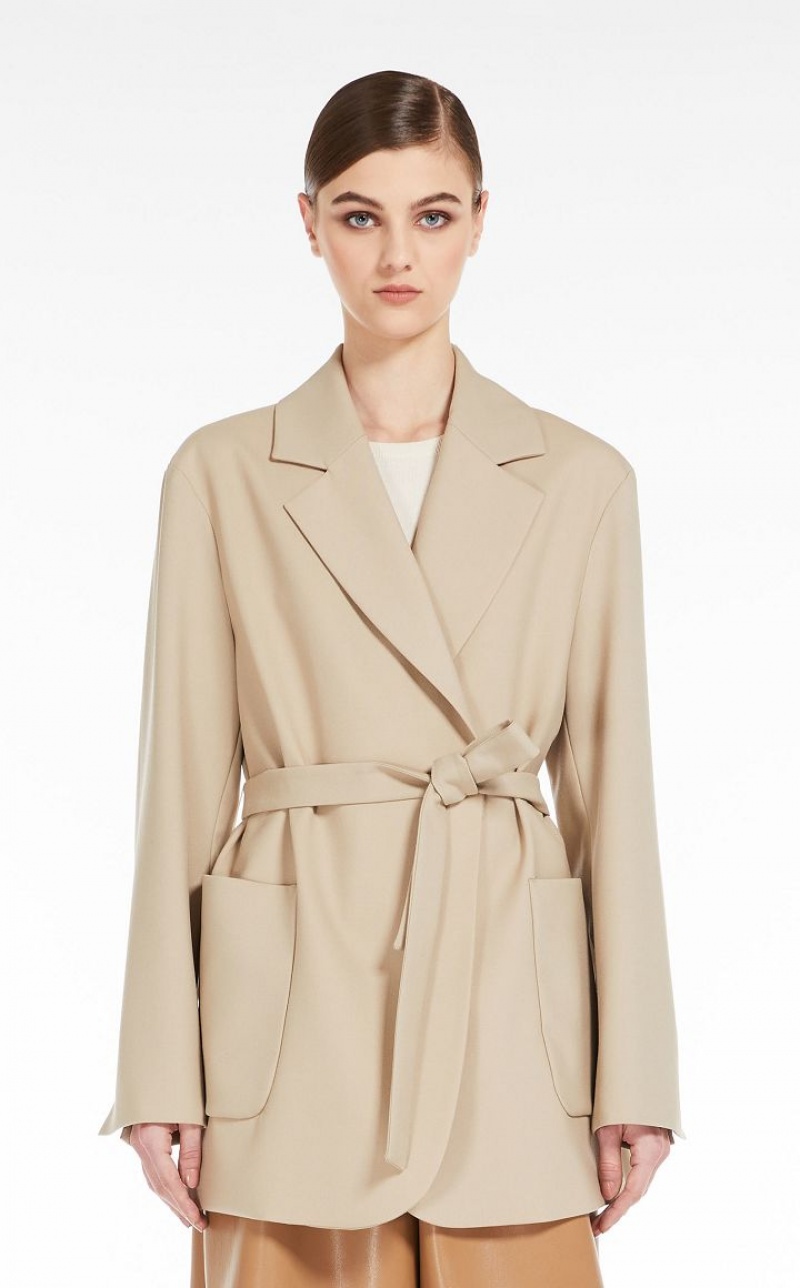 Max Mara Wrap In Wolle Jacken Khaki | MMR594063