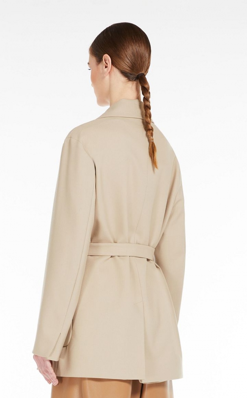 Max Mara Wrap In Wolle Jacken Khaki | MMR594063